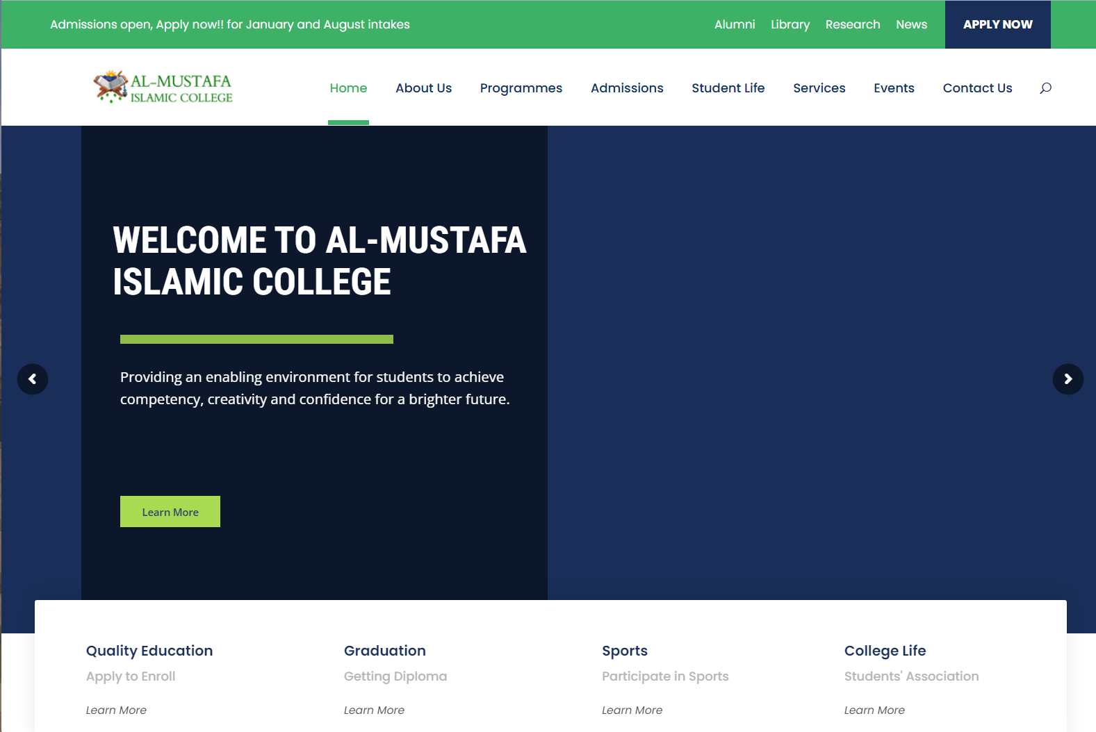 Al-Mustafa Islamic College Website...
