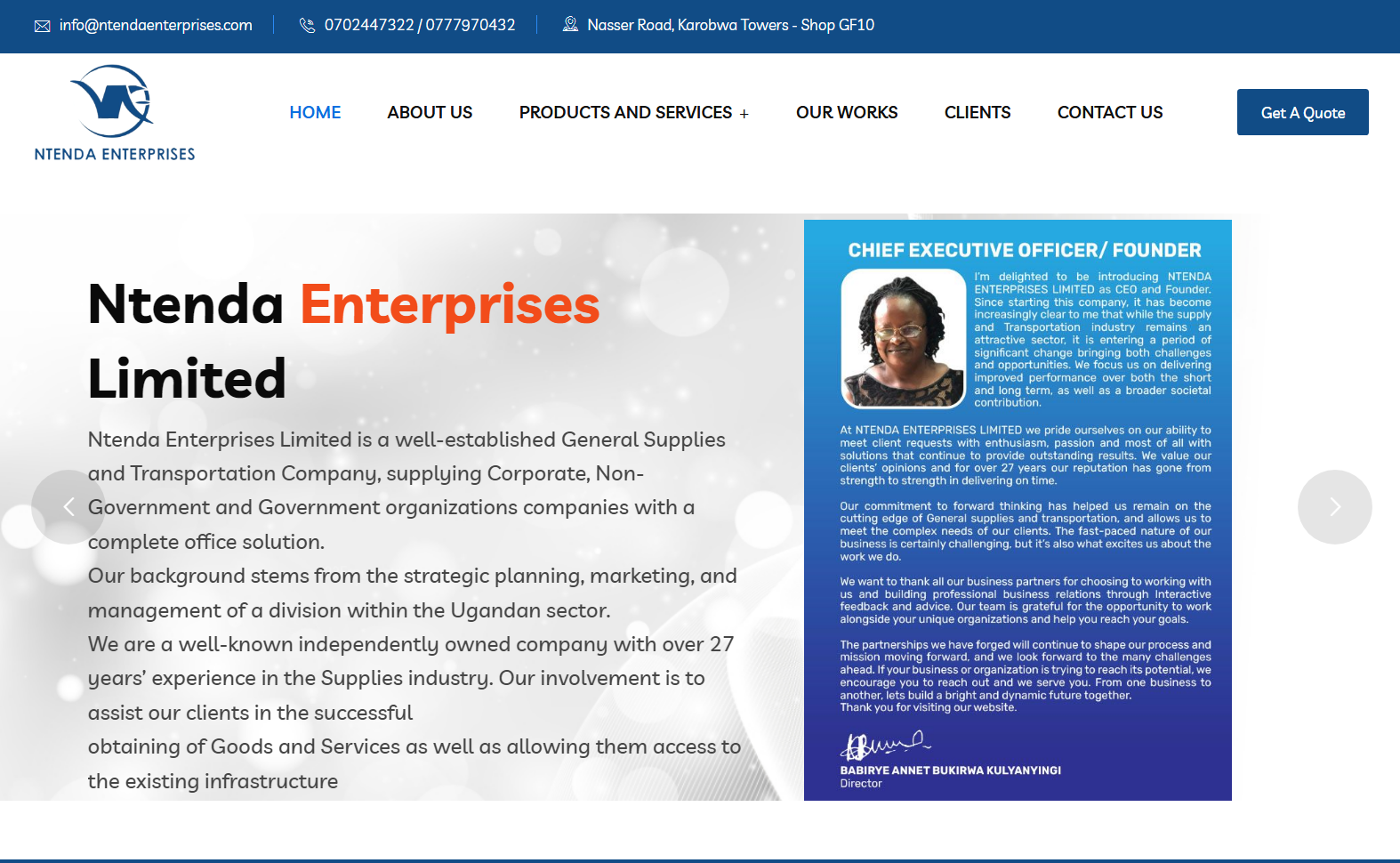 Ntenda Enterprises Limited Website...